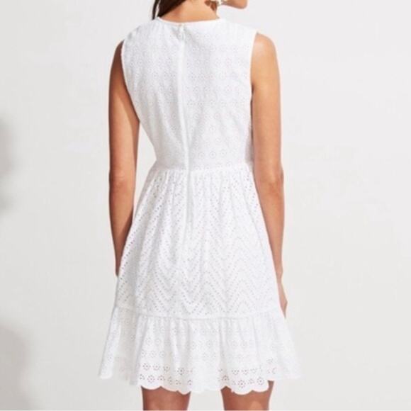 Vineyard Vines White Eyelet Ruffle Bottom Fit Flare Sleeveless Allamanda Dress 6 - Picture 3 of 12